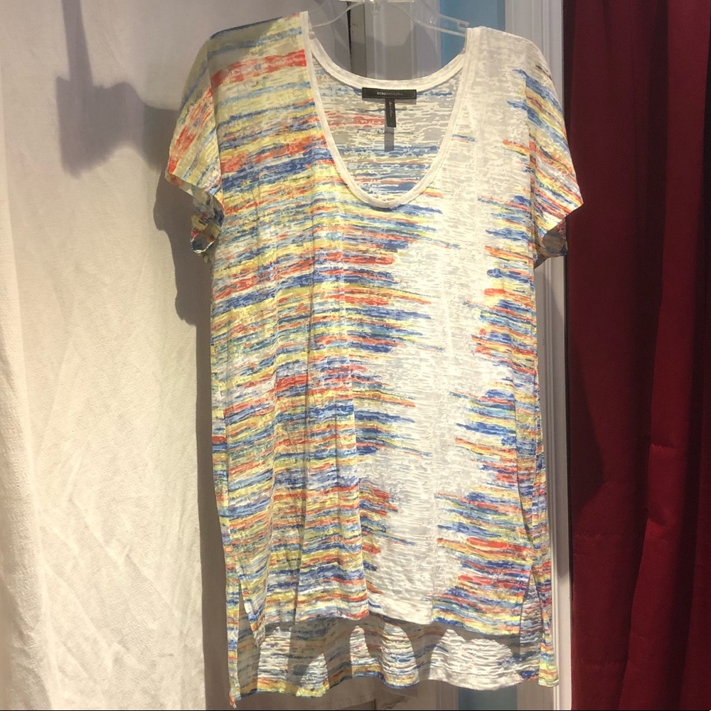 BCBG Maxazria Multi colored burnout shirt